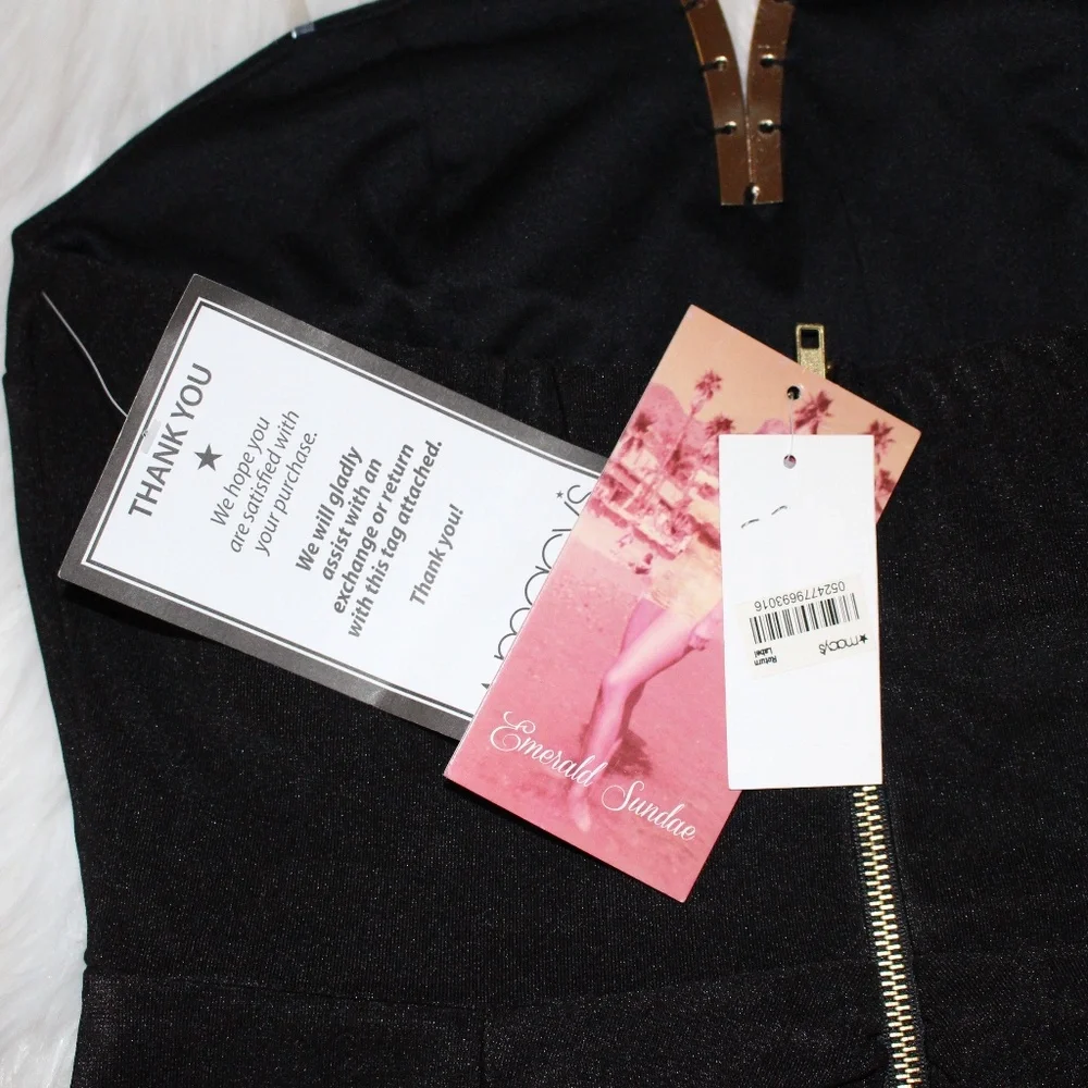 Emerald Sundae, body con strapless black dress. Large.....